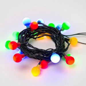 Гирлянда светодиодная с контроллером «Разноцветные шарики», 20 светодиодов, длина - 2,8 м, цвет свечения - разноцветный, IP20, провод зеленый, упаковка- картон., (ULD-S0280-020/DGA)