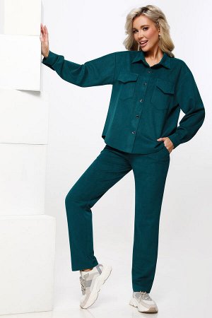Костюм брючный сине-зеленый с накладными карманами