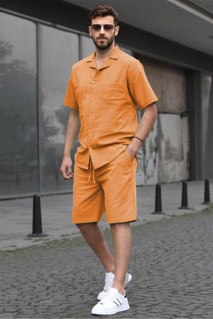 Мужской оранжевый базовый комплект рубашки Oversize 5588