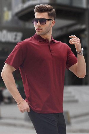 Madmext Базовая мужская футболка бордово-красного цвета с воротником поло 6126
