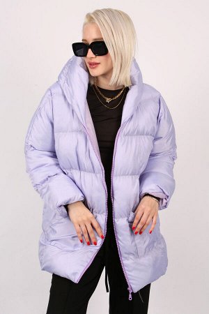 Фиолетовое женское пальто с капюшоном и карманами MG1952