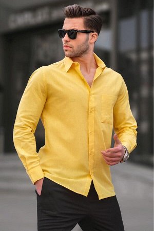 Желтая мужская рубашка стандартного кроя 5592