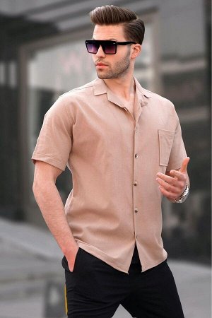 Норковая базовая мужская рубашка с коротким рукавом 5598