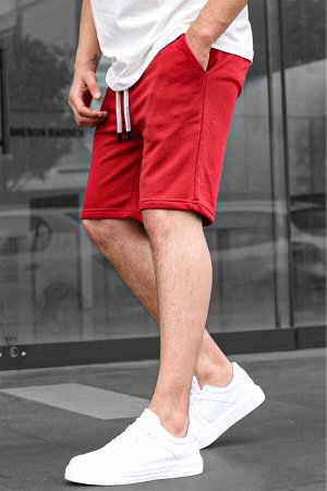 Бордово-красные базовые мужские шорты 6505