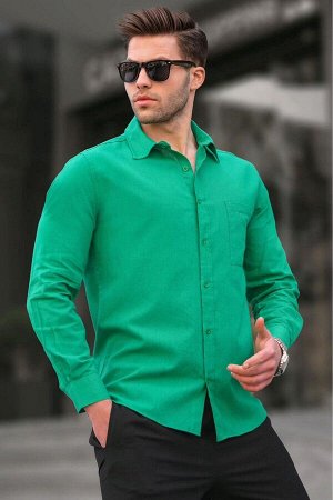 Зеленая мужская рубашка стандартного кроя 5592