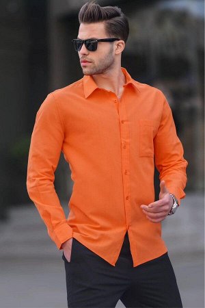 Оранжевая мужская рубашка стандартного кроя 5592