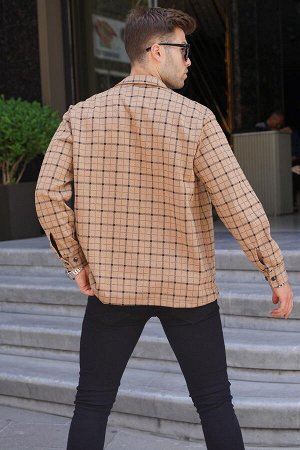Madmext Мужская рубашка Lumberjack в клетку Camel 6710