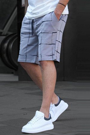 Окрашенные серые мужские шорты с графическим узором 5496