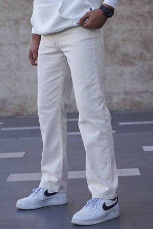 Бежевые мужские джинсовые брюки прямого кроя 6312