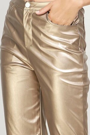 Золотые кожаные базовые женские брюки MG1316