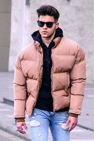 Мужская куртка-пуховик светло-коричневого цвета 5711