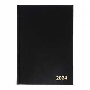 Ежедневник датированный 2024 года А5 168 листов, бумвинил, Черный