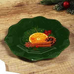Тарелка плоская новогодняя «Апельсины», d=20 см