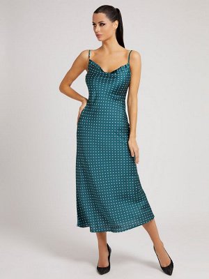 Платье-комбинация с принтом в горошек