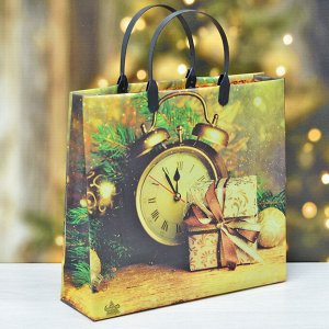 Сумочка пакет пластик Без пяти двенадцать 30*30*14см Арт-605220