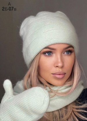 Комплект тройка шапка+варежки на флисе+платок