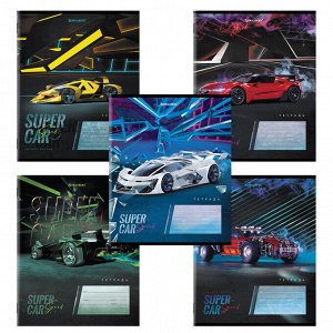 Тетрадь 12 листов BRAUBERG КЛЕТКА, обложка картон, SUPER CAR, 106465