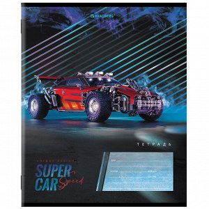 Тетрадь 12 листов BRAUBERG КЛЕТКА, обложка картон, SUPER CAR, 106465