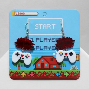 Серьги акриловые «Джойстики» GAME OVER, цветные в серебре