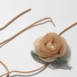 Чокер «Танго» роза нежность, длинный шнурок, цвет бежевый, 200 см