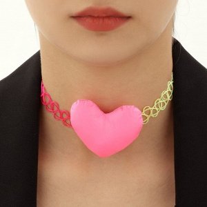 Чокер «Сердце» мягкое, цвет розово-салатовый, 40 см