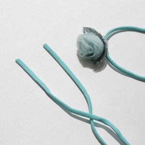 Чокер «Танго» роза с листьями, цвет голубой, 130 см