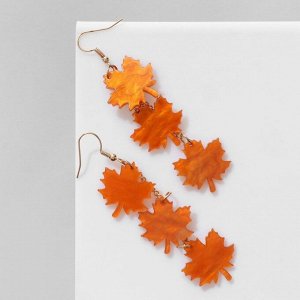 Серьги акрил «Листья» кленовые, цвет оранжевый в золоте