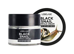 Ампульный крем для лица с муцином чёрной улитки, Lebelage AMPULE CREAM_BLACK SNAIL, 70 мл