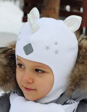 Чудо-кроха Шапка-шлем для девочки демисезонный белый
