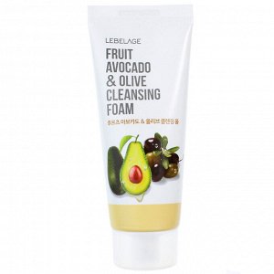 Пенка для умывания лица с Авокадо и Оливой фруктовая, Увлажняющая LEBELAGE Foam Fruit Avocado&Olive, 100 мл