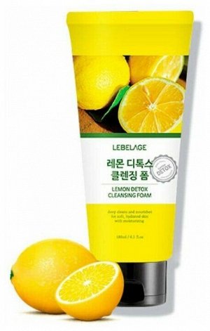 Очищающая пенка для умывания с экстрактом лимона LEBELAGE Lemon Detox Cleansing Foam, 180 мл