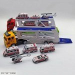890-S6 грузовик-трейлер+ 5 машин, п/блистером 11124