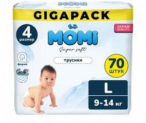 MOMI Super Soft GIGA PACK подгузники-трусики L (9-14 кг). 70 шт НОВИНКА!