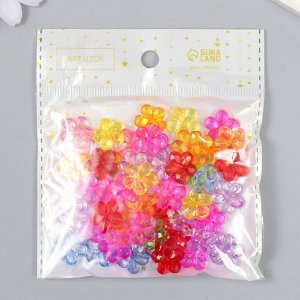 Декор для творчества пластик "Цветок" прозрачный набор 50 шт 1,2х1,2 см
