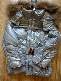 Зимняя пуховая куртка NP (Nobble People),серебро, размер 104-110, натуральный мех