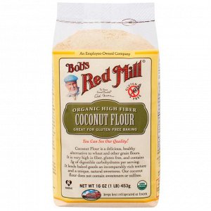 Bob's Red Mill, Органическая кокосовая мука с высоким содержанием клетчатки, не содержит глютена, 16 унции (453 г)