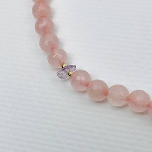 Колье из Розового кварца и Аметиста с подвеской