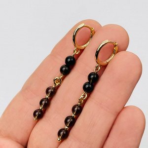 Серьги длинные из золотистого Обсидиана и Раухтопаза