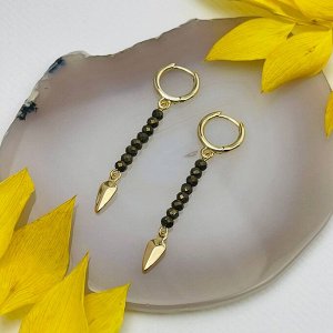 Серьги длинные из Пирита