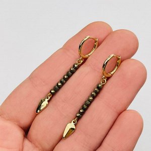 Серьги длинные из Пирита