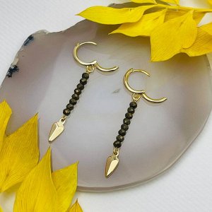 Серьги длинные из Пирита