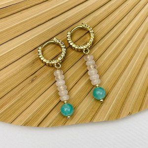 Серьги из Розового кварца и Амазонита