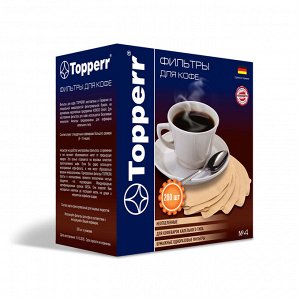 Фильтр бумажный для кофеварок TOPPERR 3046 №4 (200шт.), неотбеленный