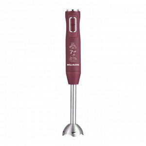 Блендер погружной WILLMARK WHB-1150PS (500Вт,регул. скорости,турбо режим,Soft touch, бордовый)