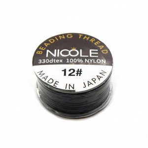 Нить для бисера NICOLE #12 черная, 46 м. Цена за 1 шт.