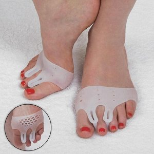 Корректоры-разделители для пальцев ног, на манжете, дышашие, 2 разделителя, силиконовые, 8 ? 7 см, пара, цвет белый