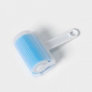 Ролик для чистки одежды в футляре силиконовый, 17*11*6 см, цвет голубой