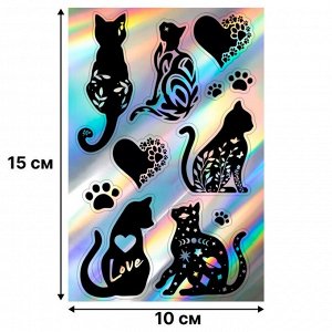 Голографические наклейки (стикеры) "Коты" 10*15 см, 5-201