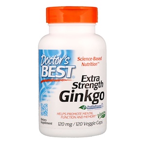 Doctor's Best, Гинкго с повышенной силой действия, 120 мг, 120 растительных кап.