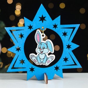 Сувенир "Кролик. Звезда", дерево, синий, 12х13 см